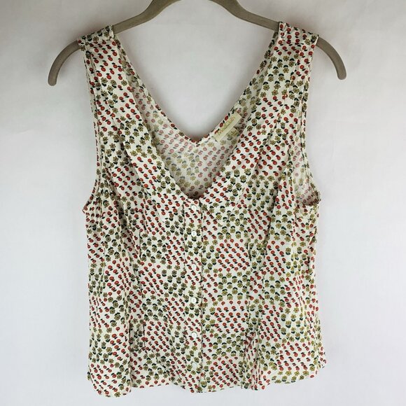 ModCloth Sleeveless Top Large NWOT Floral Fruit Fall Harvest Button Front Twee - Picture 1 of 9